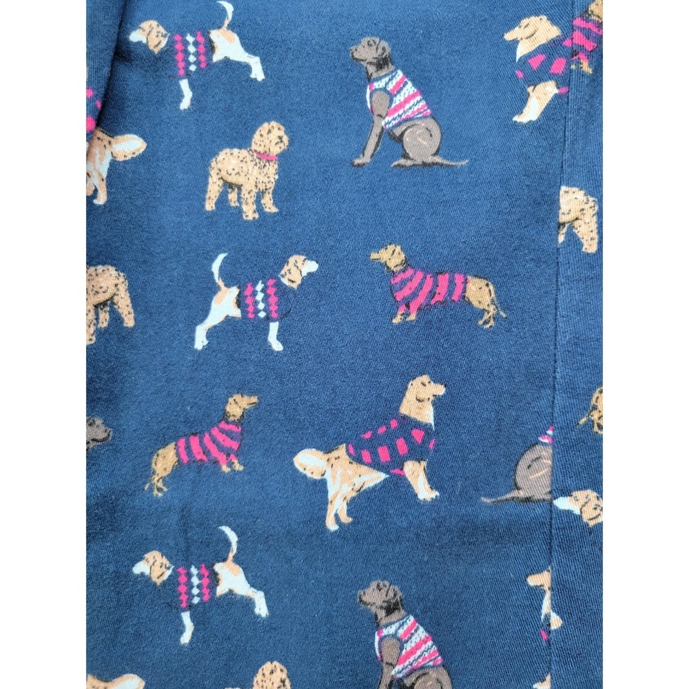 Simply Southern Dog Print Pants Navy Blue Pink Ric-Rac Trim Womens Small - Picture 6 of 14